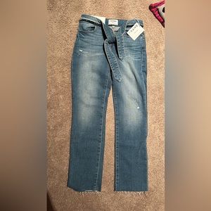 Frame blue straight leg front tie jeans
